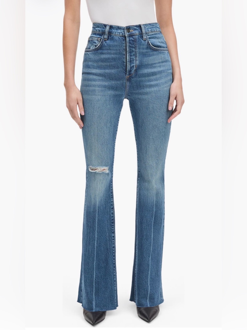 Favorite Daughter Valentina High Rise Raw Hem Flare Jeans